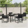 5 delars trädgårdsmatbord med kuddar, svart polyrotting vidaXL 140 x 80 x 73 cm – miniatyr 4