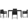 5 delars trädgårdsmatbord med kuddar, svart polyrotting vidaXL 140 x 80 x 73 cm – miniatyr 7