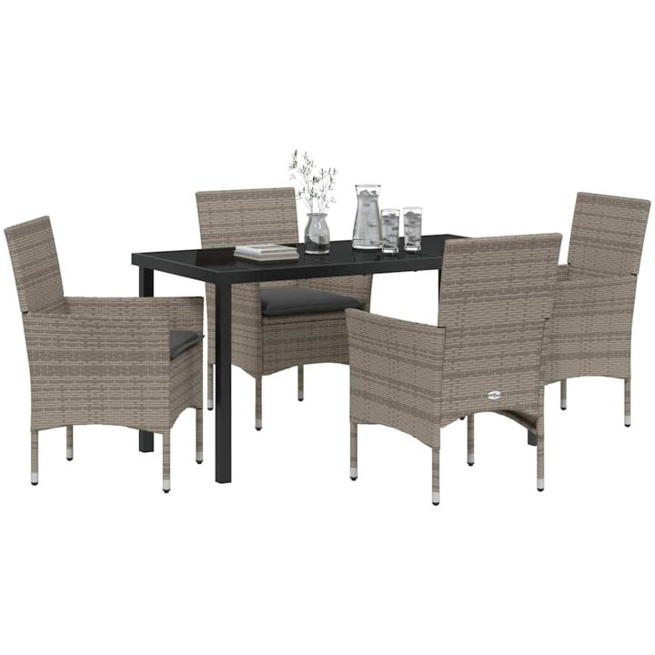 5-delars trädgårdsmatbord med kuddar vidaXL 4 - Sits – bild 3
