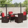 5 Delars Trädgårdsmatbord Set Brun Poly Rattan vidaXL 140 x 70 x 73 cm – miniatyr 4