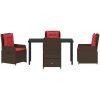 5 Delars Trädgårdsmatbord Set Brun Poly Rattan vidaXL 140 x 70 x 73 cm – miniatyr 7