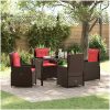 5 Delars Trädgårdsmatbord Set Brun Poly Rattan vidaXL 140 x 70 x 73 cm – miniatyr 1