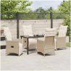 5 Delars Trädgårdsmatbord Set Med Kuddar Beige Poly Rattan vidaXL 140 x 70 x 73 cm – miniatyr 4