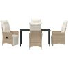 5 Delars Trädgårdsmatbord Set Med Kuddar Beige Poly Rattan vidaXL 140 x 70 x 73 cm – miniatyr 6