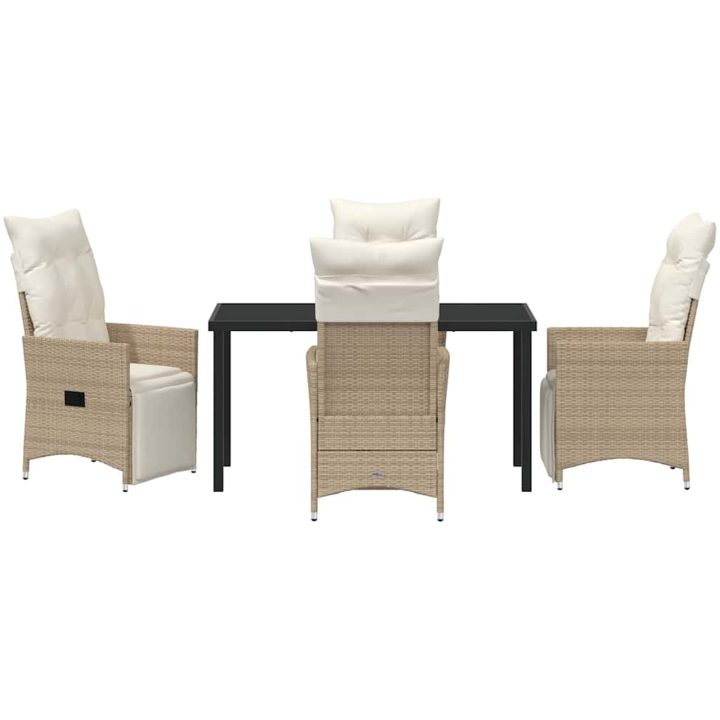 5 Delars Trädgårdsmatbord Set Med Kuddar Beige Poly Rattan vidaXL 140 x 70 x 73 cm – bild 6