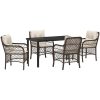 5-delars trädgårdsmatbord set med kuddar, brun poly rattan. vidaXL 140 x 70 x 73 cm – miniatyr 2
