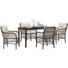 5-delars trädgårdsmatbord set med kuddar, brun poly rattan. vidaXL 140 x 70 x 73 cm – miniatyr 3