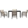 5-delars trädgårdsmatbord set med kuddar, brun poly rattan. vidaXL 140 x 70 x 73 cm – miniatyr 7
