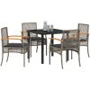 5 Delars Trädgårdsmatbord Set Med Kuddar Grå Poly Rattan vidaXL 80 x 80 x 73 cm – miniatyr 2