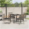 5 Delars Trädgårdsmatbord Set Med Kuddar Grå Poly Rattan vidaXL 80 x 80 x 73 cm – miniatyr 4
