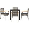 5 Delars Trädgårdsmatbord Set Med Kuddar Grå Poly Rattan vidaXL 80 x 80 x 73 cm – miniatyr 6