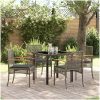 5 Delars Trädgårdsmatbord Set Med Kuddar Grå Poly Rattan vidaXL 80 x 80 x 73 cm – miniatyr 1