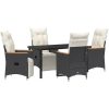 5 Delars Trädgårdsmatbord Set med Kuddar Svart Poly Rattan vidaXL 140 x 70 x 73 cm – miniatyr 2