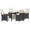 5 Delars Trädgårdsmatbord Set med Kuddar Svart Poly Rattan vidaXL 140 x 70 x 73 cm – miniatyr 3