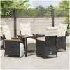 5 Delars Trädgårdsmatbord Set med Kuddar Svart Poly Rattan vidaXL 140 x 70 x 73 cm – miniatyr 4