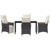 5 Delars Trädgårdsmatbord Set med Kuddar Svart Poly Rattan vidaXL 140 x 70 x 73 cm – miniatyr 7