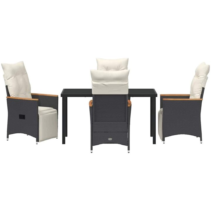 5 Delars Trädgårdsmatbord Set med Kuddar Svart Poly Rattan vidaXL 140 x 70 x 73 cm – bild 7