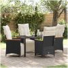 5 Delars Trädgårdsmatbord Set med Kuddar Svart Poly Rattan vidaXL 140 x 70 x 73 cm – miniatyr 1