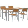 5-delars Trädgårdsmatbordset Grått Stål och Solid Akaciaträ vidaXL 160 x 80 x 75 cm – miniatyr 2