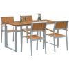 5-delars Trädgårdsmatbordset Grått Stål och Solid Akaciaträ vidaXL 160 x 80 x 75 cm – miniatyr 3