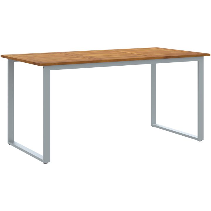 5-delars Trädgårdsmatbordset Grått Stål och Solid Akaciaträ vidaXL 160 x 80 x 75 cm – bild 5