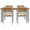 5-delars Trädgårdsmatbordset Grått Stål och Solid Akaciaträ vidaXL 160 x 80 x 75 cm – miniatyr 7