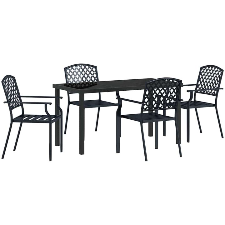 5-delars trädgårdsmatbordset i antracitstål vidaXL 140 x 70 x 73 cm – bild 2