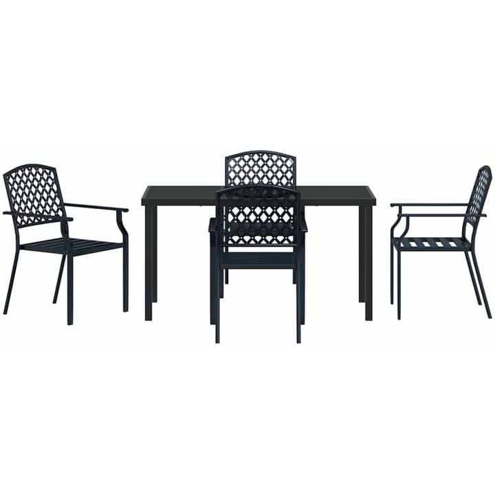 5-delars trädgårdsmatbordset i antracitstål vidaXL 140 x 70 x 73 cm – bild 7