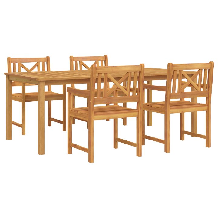 5-delars trädgårdsmatbordset i robust akacia vidaXL 150 x 90 x 74 cm – bild 2