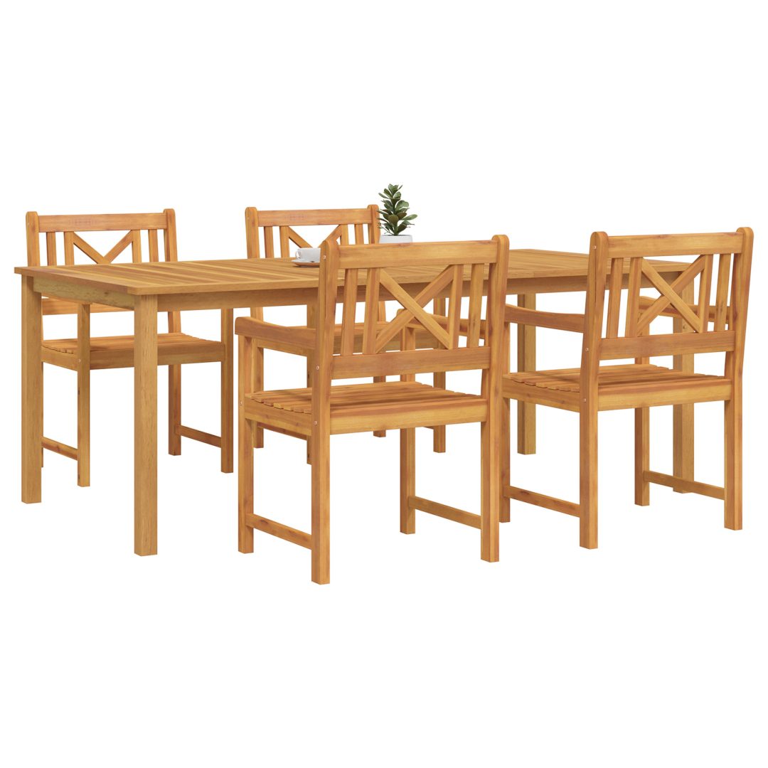 5-delars trädgårdsmatbordset i robust akacia vidaXL 150 x 90 x 74 cm – bild 3