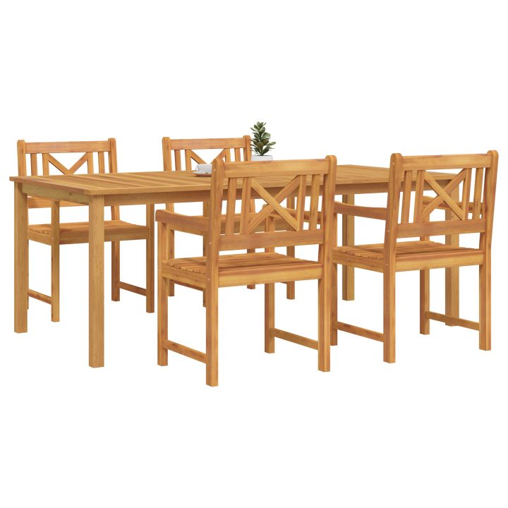 5-delars trädgårdsmatbordset i robust akacia vidaXL 150 x 90 x 74 cm – bild 3
