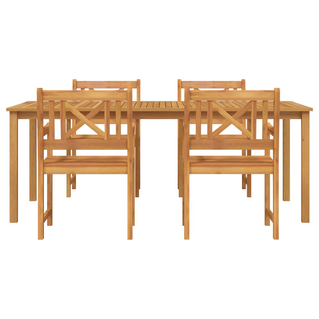5-delars trädgårdsmatbordset i robust akacia vidaXL 150 x 90 x 74 cm – bild 7