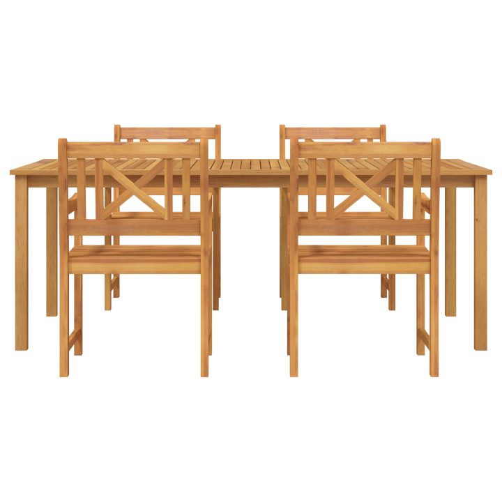 5-delars trädgårdsmatbordset i robust akacia vidaXL 150 x 90 x 74 cm – bild 7