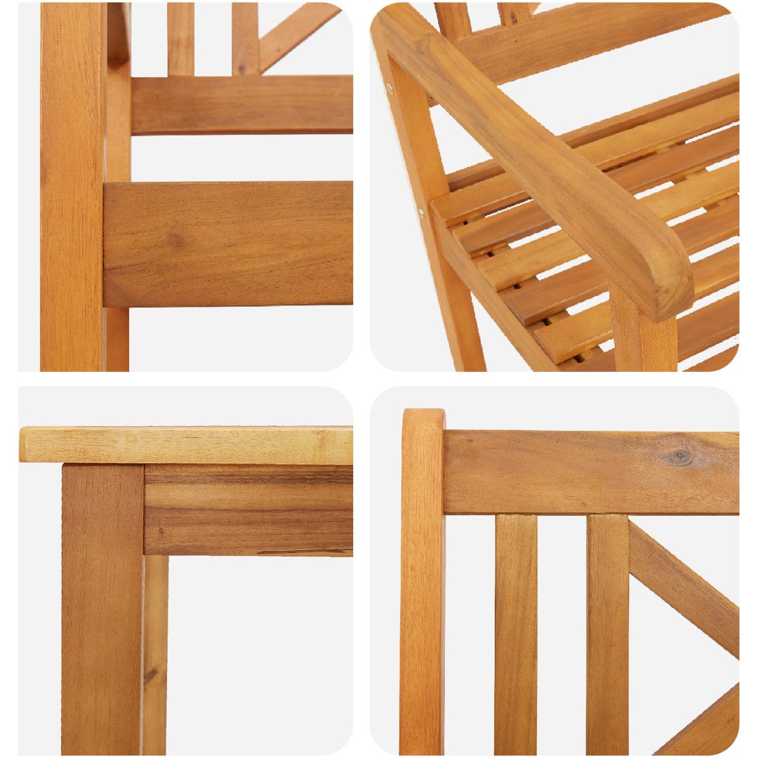 5-delars trädgårdsmatbordset i robust akacia vidaXL 150 x 90 x 74 cm – bild 9