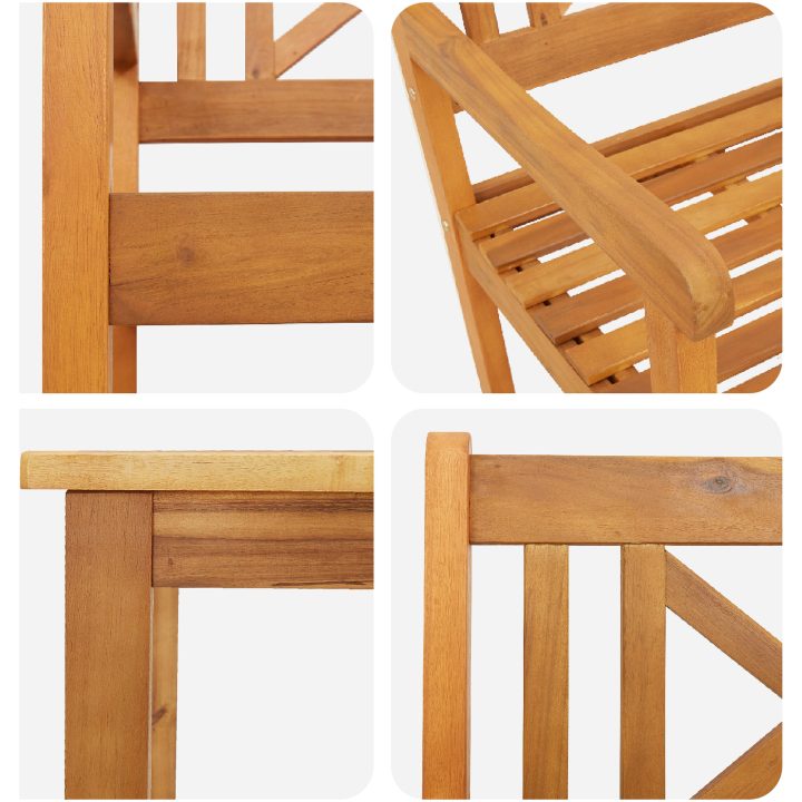 5-delars trädgårdsmatbordset i robust akacia vidaXL 150 x 90 x 74 cm – bild 9