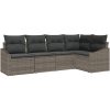 5-delars trädgårdsmatbordset med kuddar i grå poly-rattan vidaXL 233.5 x 123.5 x 85 cm – miniatyr 2