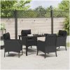 5-delars trädgårdsmatbordset med kuddar svart poly-rattan vidaXL 140 x 70 x 73 cm – miniatyr 4