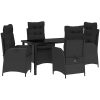 5 Delars Trädgårdsmatbordset med Kuddar - Svart Poly Rattan vidaXL 140 x 80 x 73 cm – miniatyr 2