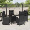 5 Delars Trädgårdsmatbordset med Kuddar - Svart Poly Rattan vidaXL 140 x 80 x 73 cm – miniatyr 4
