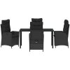 5 Delars Trädgårdsmatbordset med Kuddar - Svart Poly Rattan vidaXL 140 x 80 x 73 cm – miniatyr 7