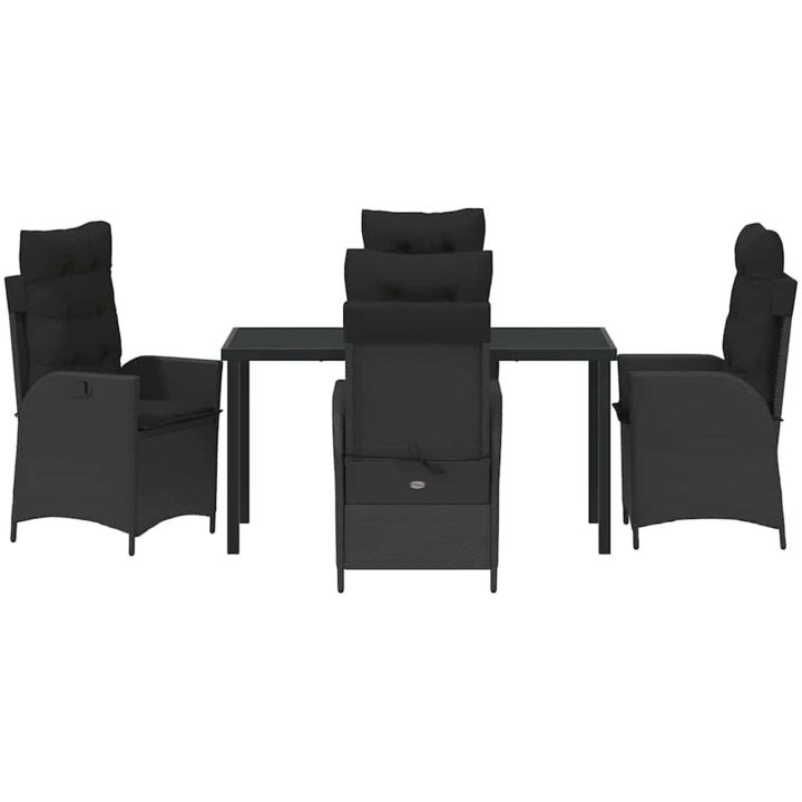 5 Delars Trädgårdsmatbordset med Kuddar - Svart Poly Rattan vidaXL 140 x 80 x 73 cm – bild 7
