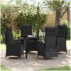 5 Delars Trädgårdsmatbordset med Kuddar - Svart Poly Rattan vidaXL 140 x 80 x 73 cm – miniatyr 1