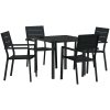 5-delars trädgårdsmatbordset med svart HDPE vidaXL 80 x 80 x 73 cm – miniatyr 2