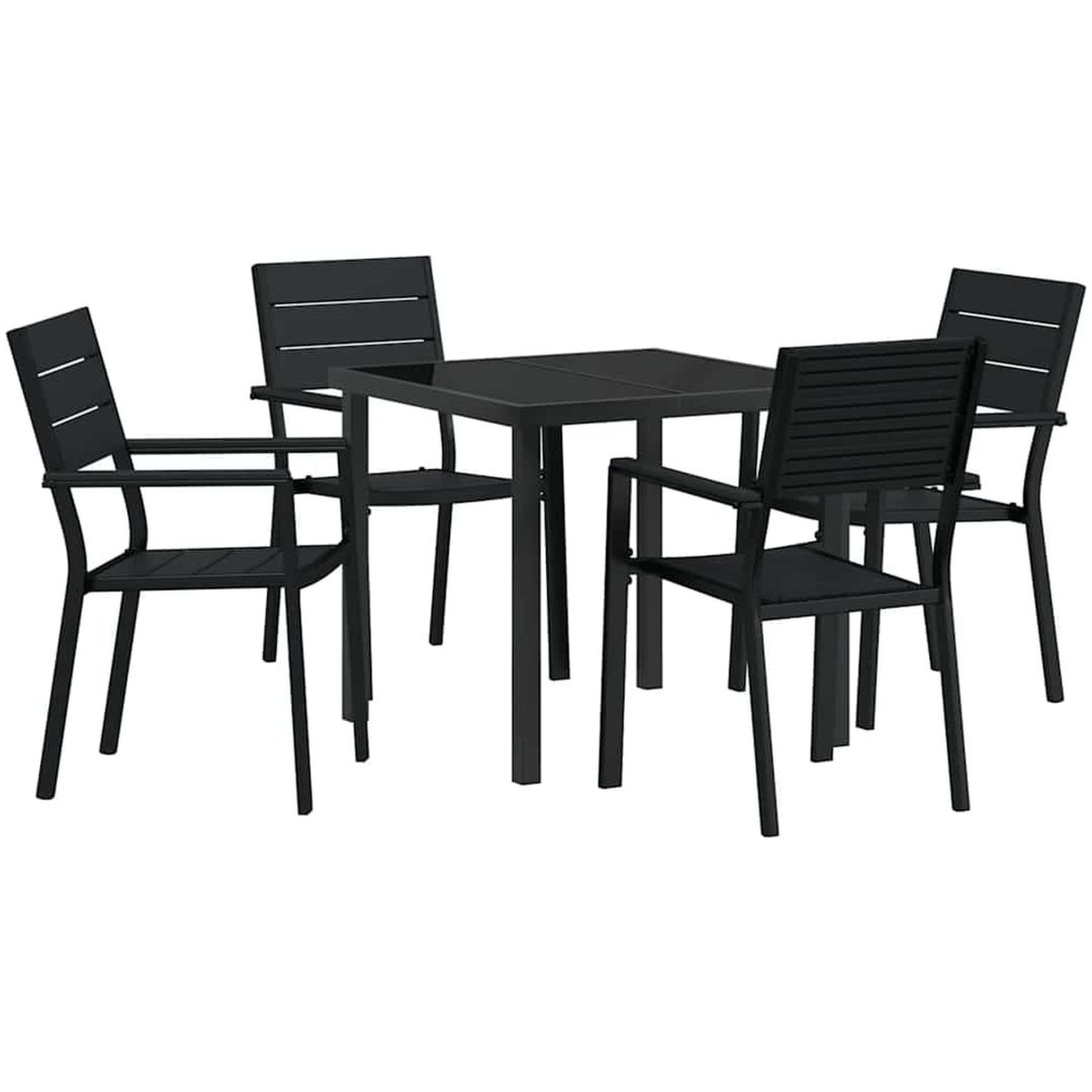 5-delars trädgårdsmatbordset med svart HDPE vidaXL 80 x 80 x 73 cm – bild 2