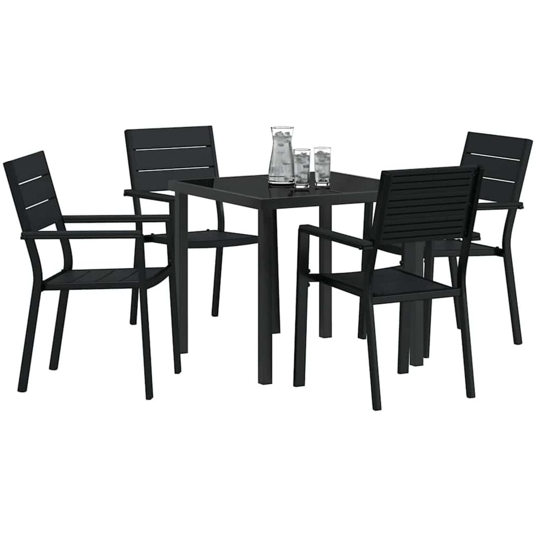 5-delars trädgårdsmatbordset med svart HDPE vidaXL 80 x 80 x 73 cm – bild 3