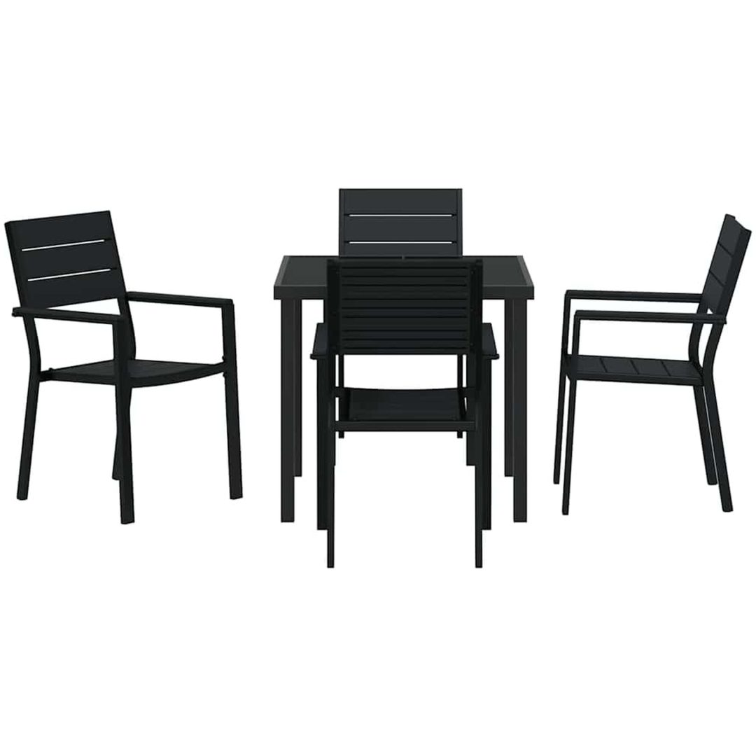 5-delars trädgårdsmatbordset med svart HDPE vidaXL 80 x 80 x 73 cm – bild 6