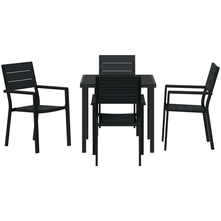 5-delars trädgårdsmatbordset med svart HDPE vidaXL 80 x 80 x 73 cm – bild 6