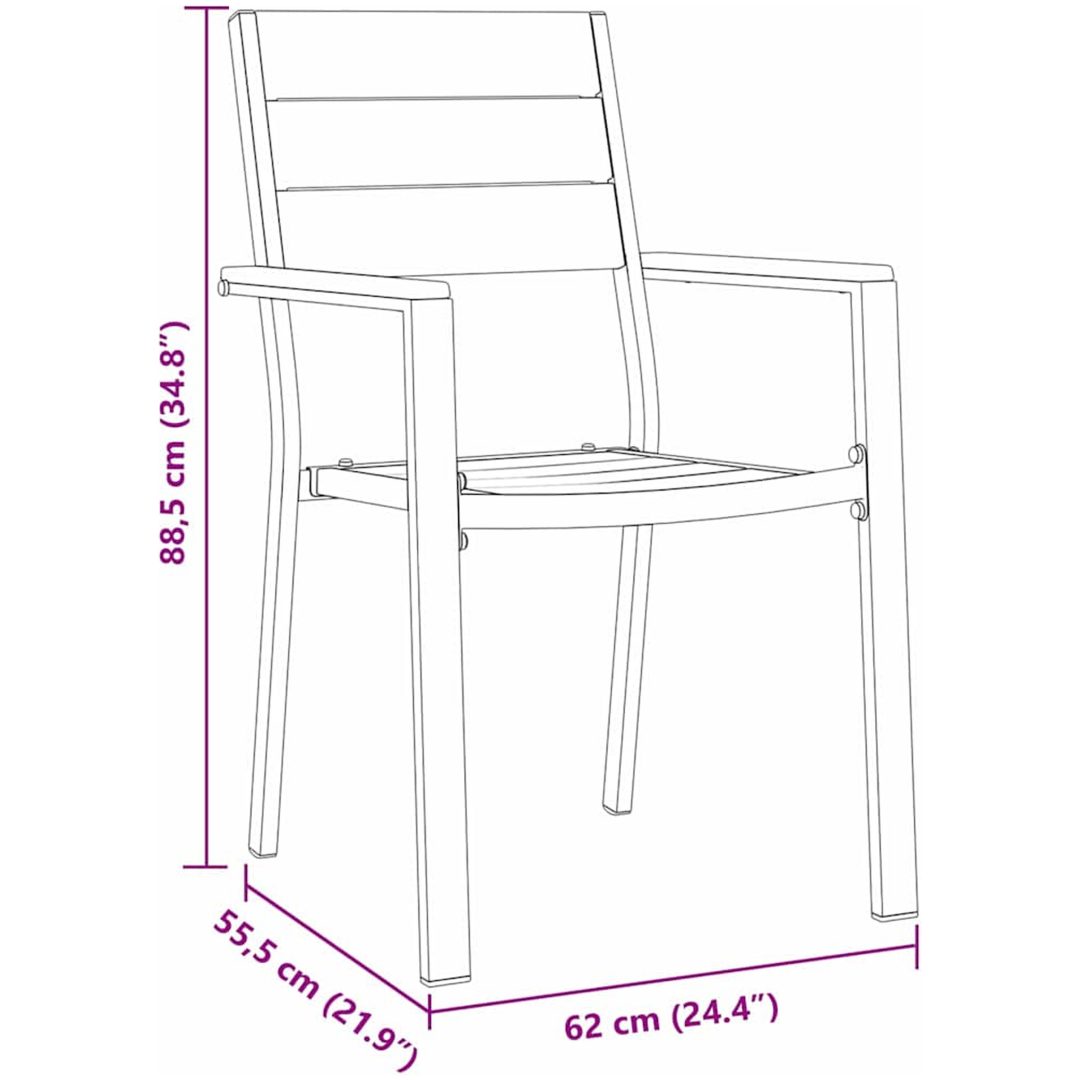 5-delars trädgårdsmatbordset med svart HDPE vidaXL 80 x 80 x 73 cm – bild 8