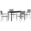 5-delars trädgårdsmatbordssats i grå poly-rattan vidaXL 140 x 70 x 73 cm – miniatyr 2