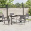 5-delars trädgårdsmatbordssats i grå poly-rattan vidaXL 140 x 70 x 73 cm – miniatyr 4